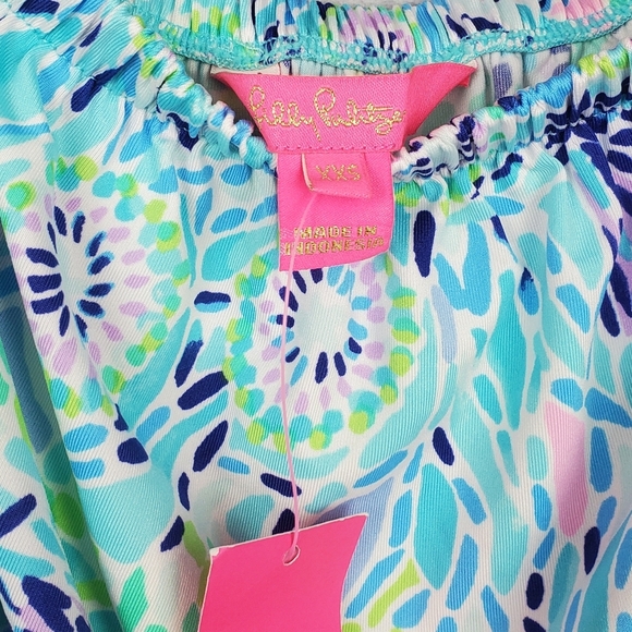 LILLY PULITZER ADELLA STRAPLESS TOP BLUE IBIZA OPEN WATER SIZE XXS - Picture 7 of 11